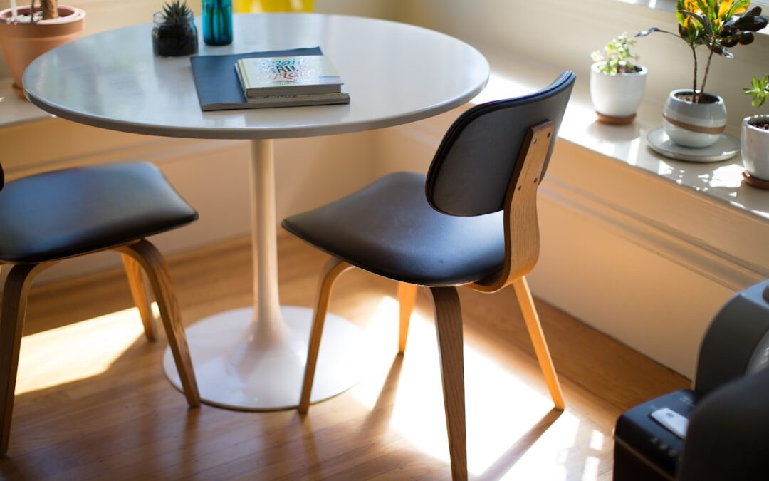Round table in a bright room