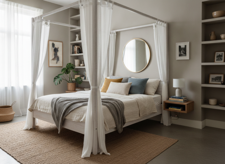 Waarom een hemelbed in een kleine slaapkamer nu verrassend werkt