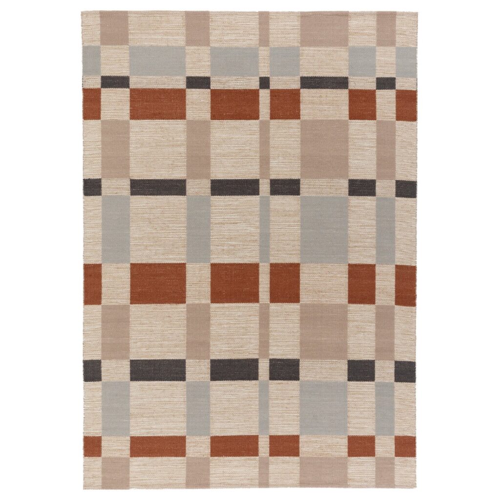 BLÅLJUS Vloerkleed, glad geweven - met de hand geweven naturel/grijs/bruin ruit 170x240 cm van IKEA
