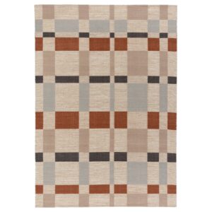 BLÅLJUS Vloerkleed, glad geweven - met de hand geweven naturel/grijs/bruin ruit 170x240 cm van IKEA