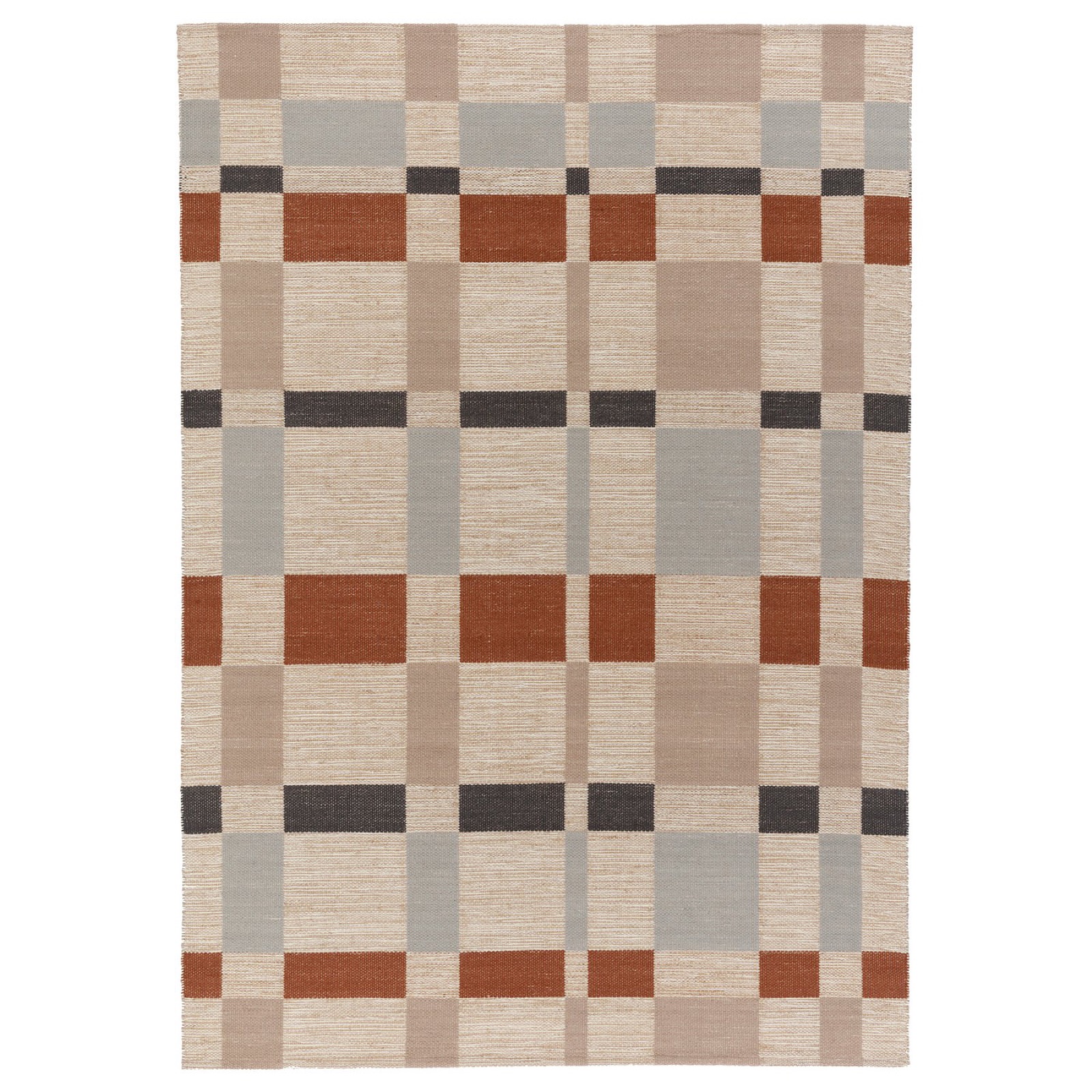 BLÅLJUS Vloerkleed, glad geweven - met de hand geweven naturel/grijs/bruin ruit 170x240 cm van IKEA