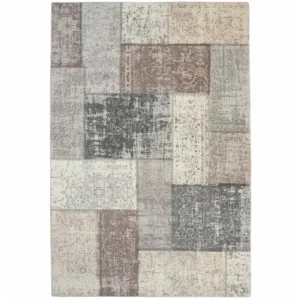Flycarpets Burano Patchwork Vloerkleed - Beige/grijs/taupe - Laagpolig Tapijt - 160x230 Cm van Praxis