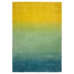 HOTELLRUM Vloerkleed, hoogpolig - blauw/groen geel 160x230 cm van IKEA