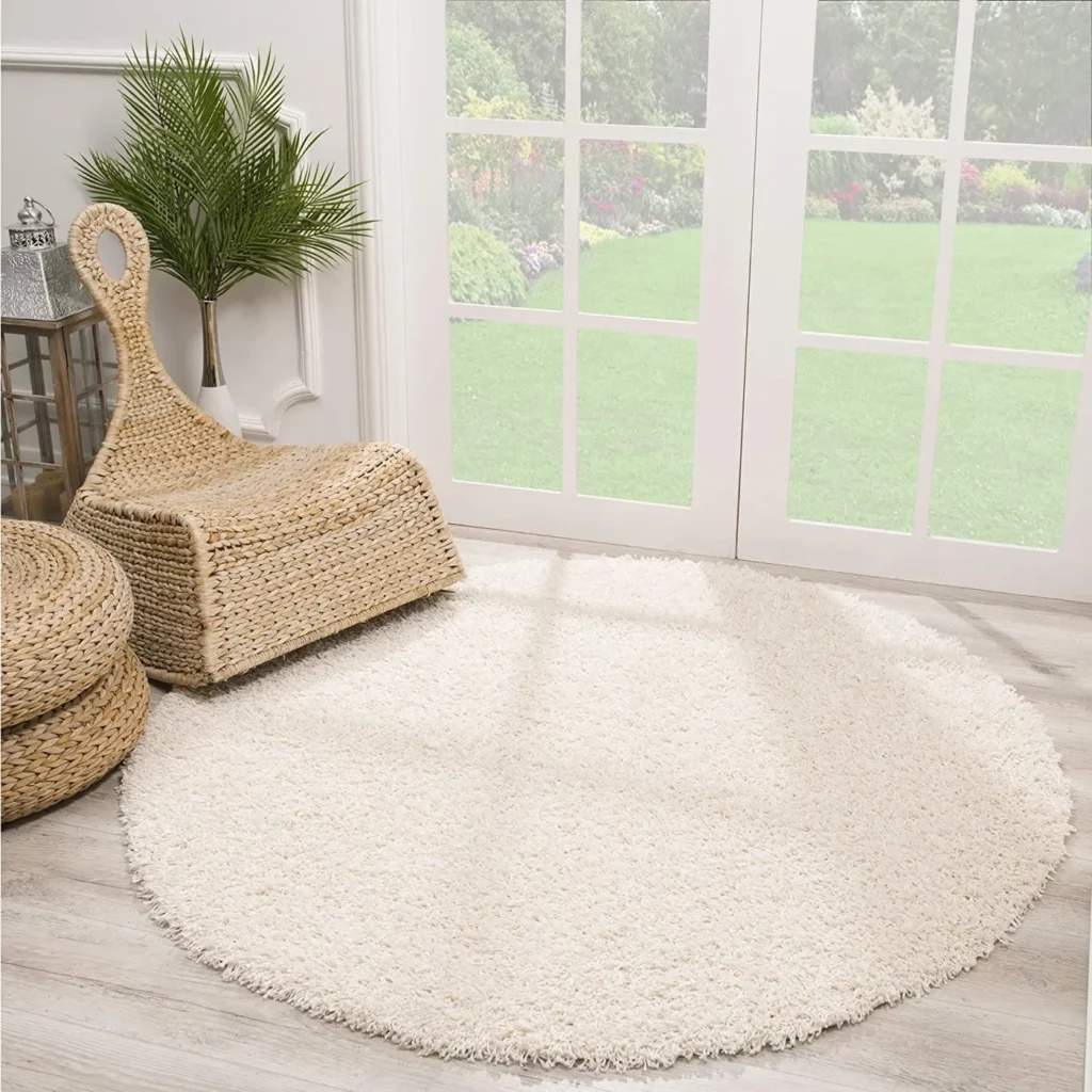 Loca Shaggy Rond Vloerkleed Hoogpolig Creme - 200 Cm Diam. van Praxis