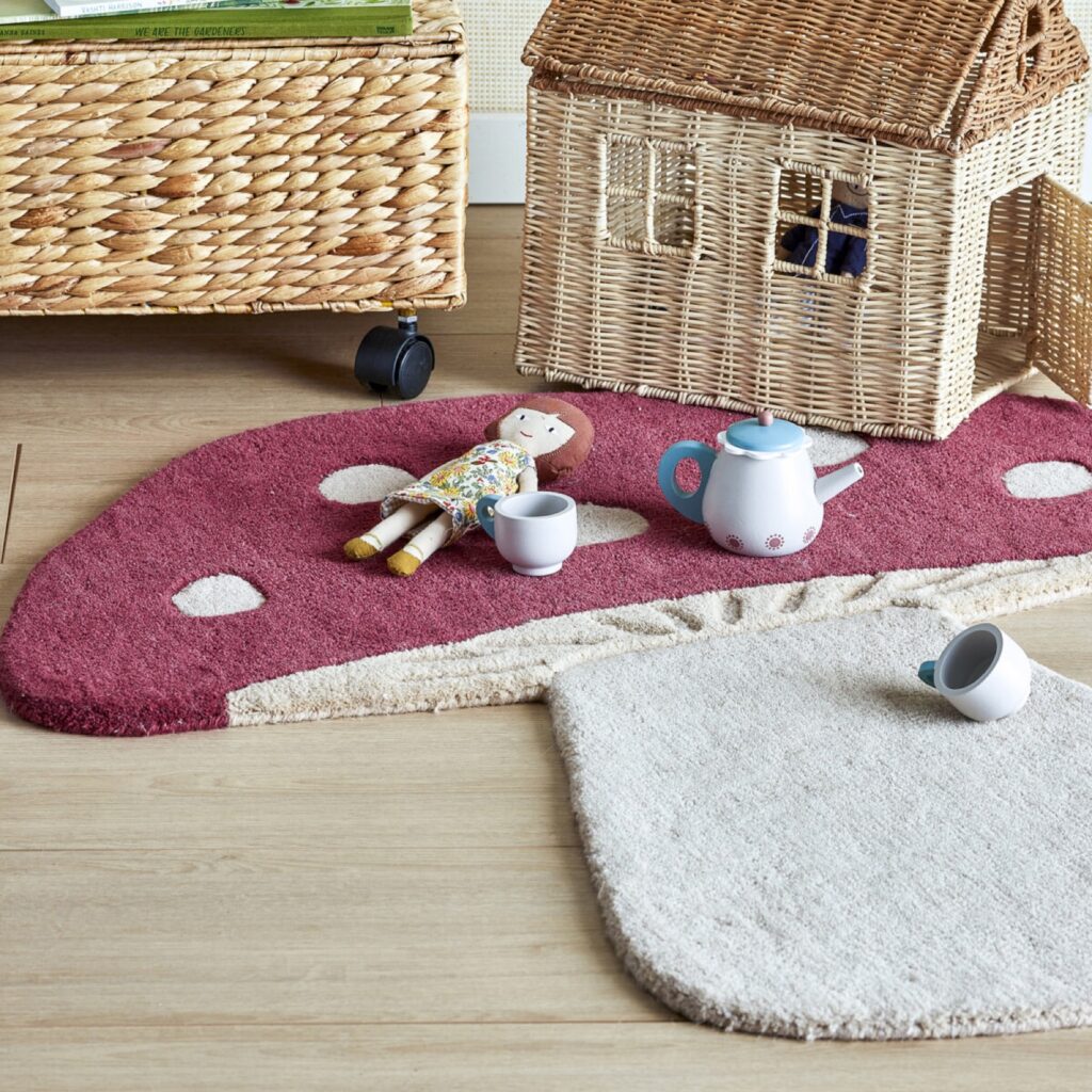 Vloerkleed Mushroom Paddenstoel, Wol, 90 x 85cm van Sohome