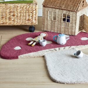 Vloerkleed Mushroom Paddenstoel, Wol, 90 x 85cm van Sohome